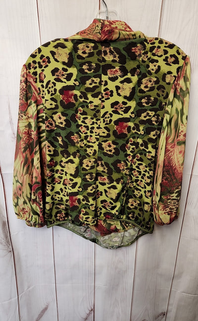 Bisou Bisou Women's Size XL Green & Pink 3/4 Sleeve Top