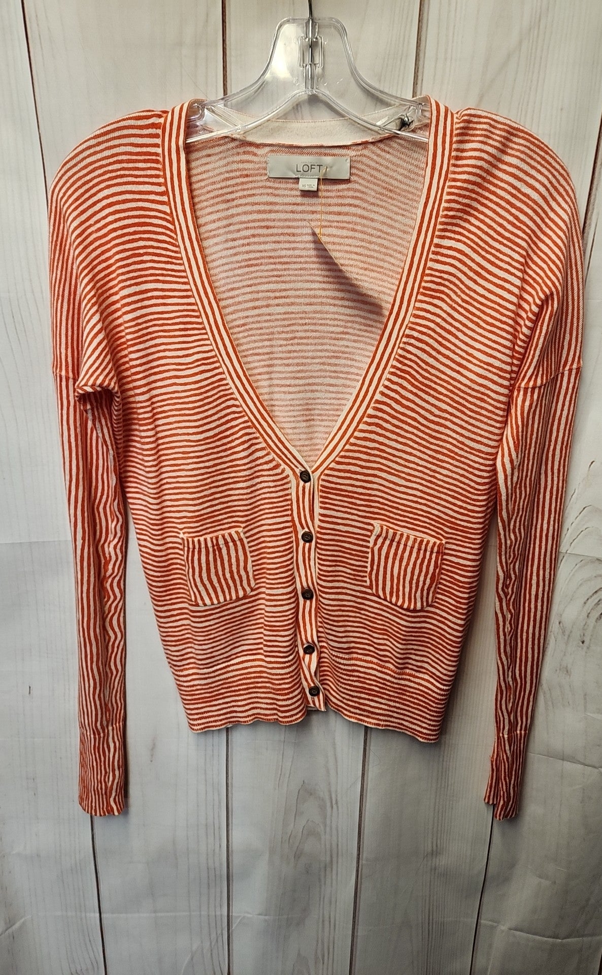 Loft Women's Size XS Red & White Cardigan