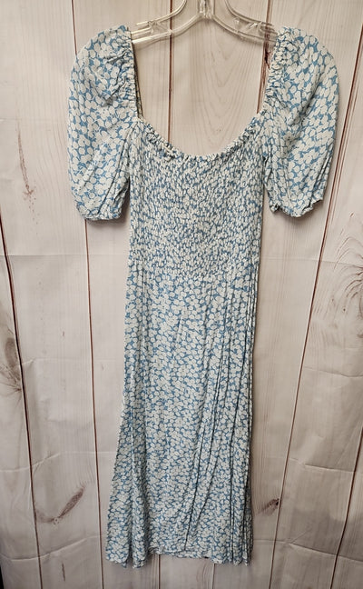 Faithfull The Brand Women's Size 4 White & Blue Floral Dress