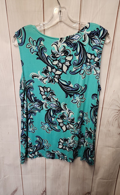 Croft & Barrow Women's Size XL Light Blue Floral Sleeveless Top