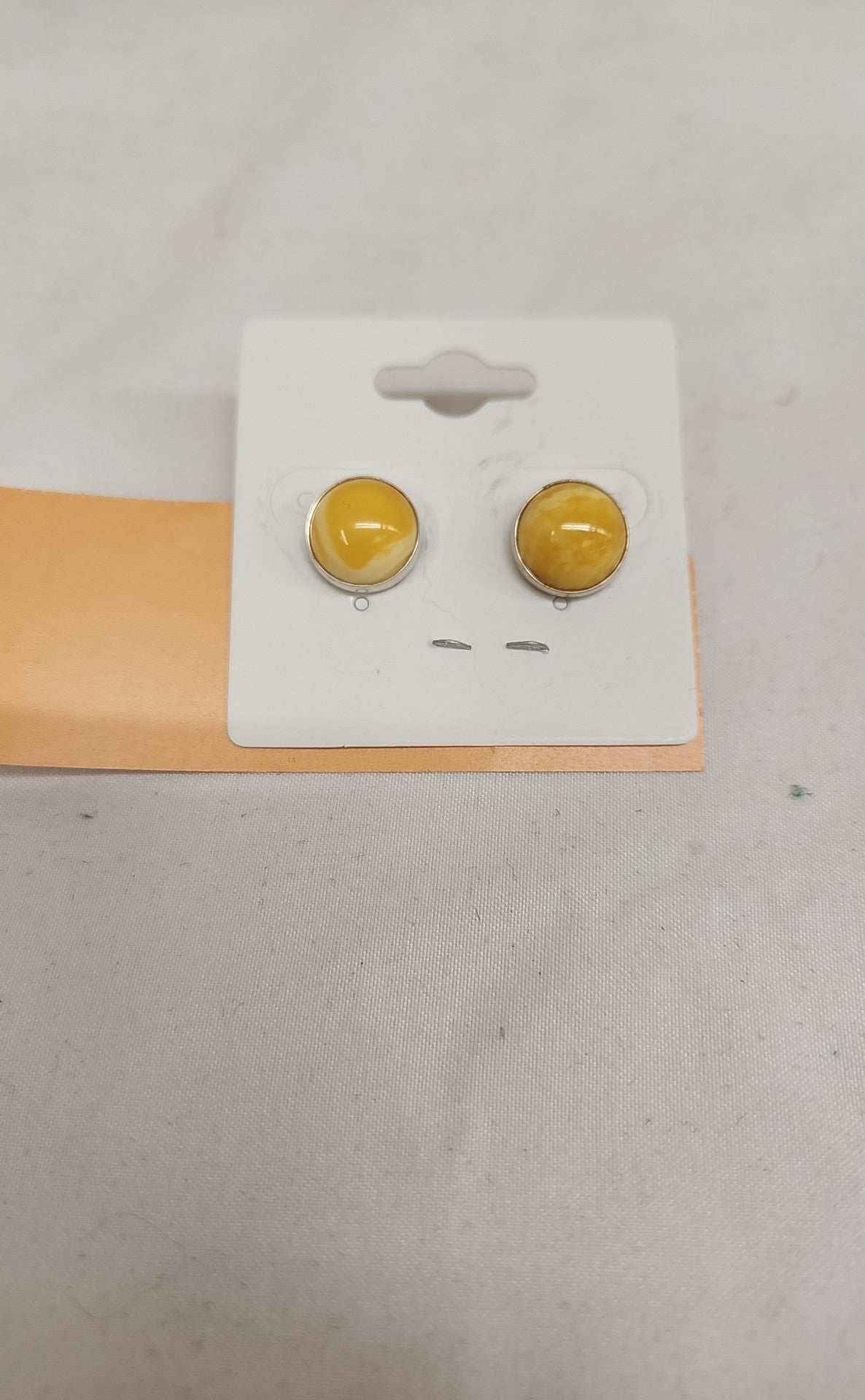 .925 Sterling Silver Yellow Stone Earrings