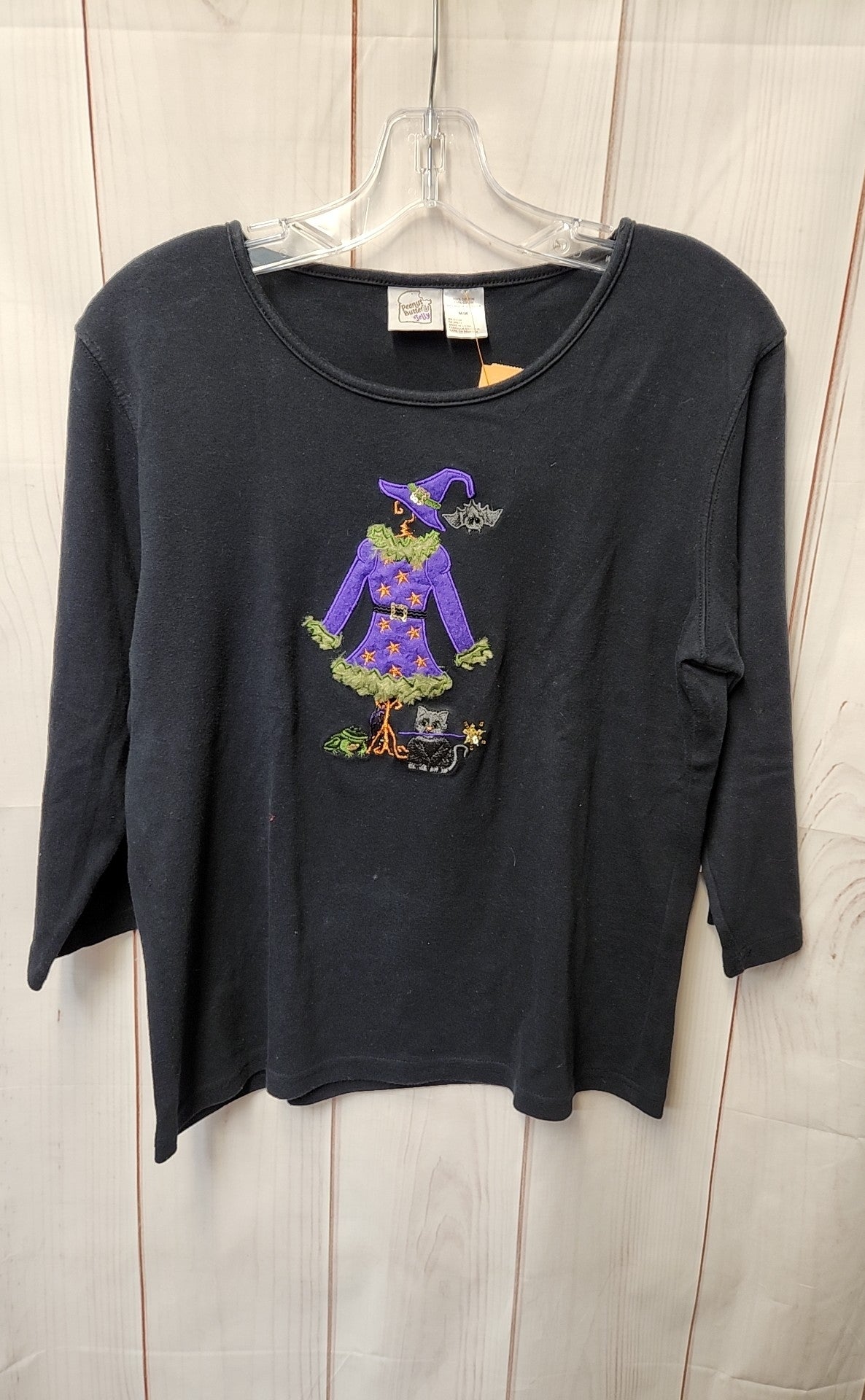 Peanut Butter & Jelly Women's Size M Black Halloween 3/4 Sleeve Top