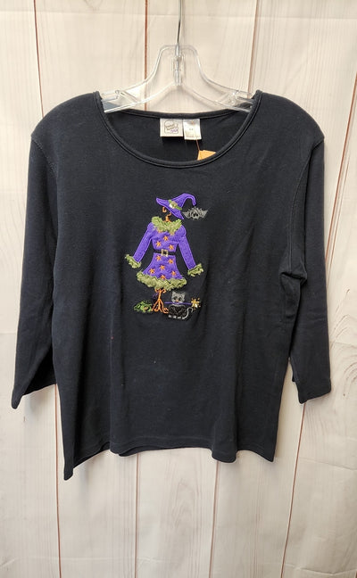 Peanut Butter & Jelly Women's Size M Black Halloween 3/4 Sleeve Top