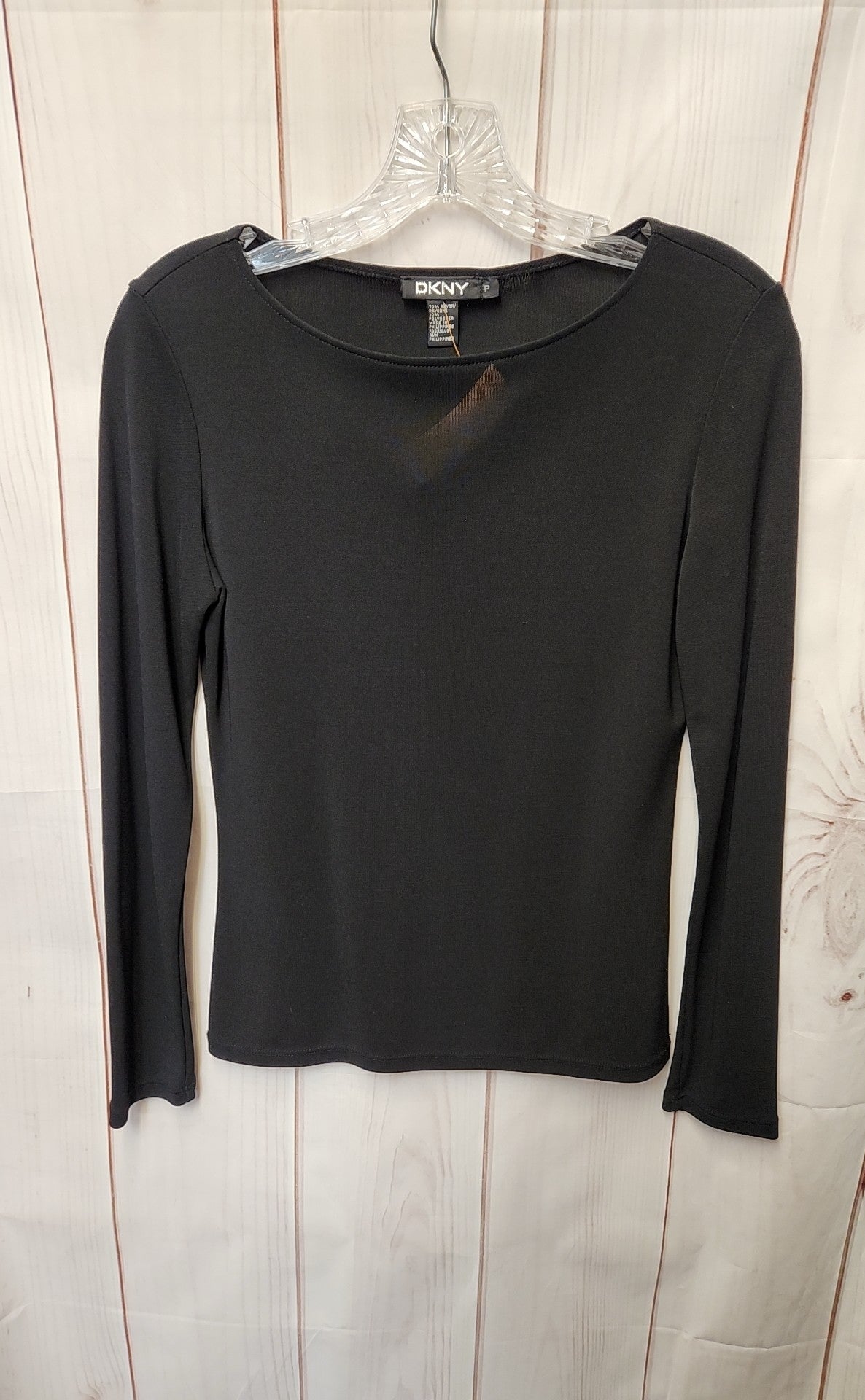 DKNY Women's Size Petite Black Long Sleeve Top