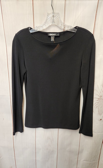 DKNY Women's Size Petite Black Long Sleeve Top