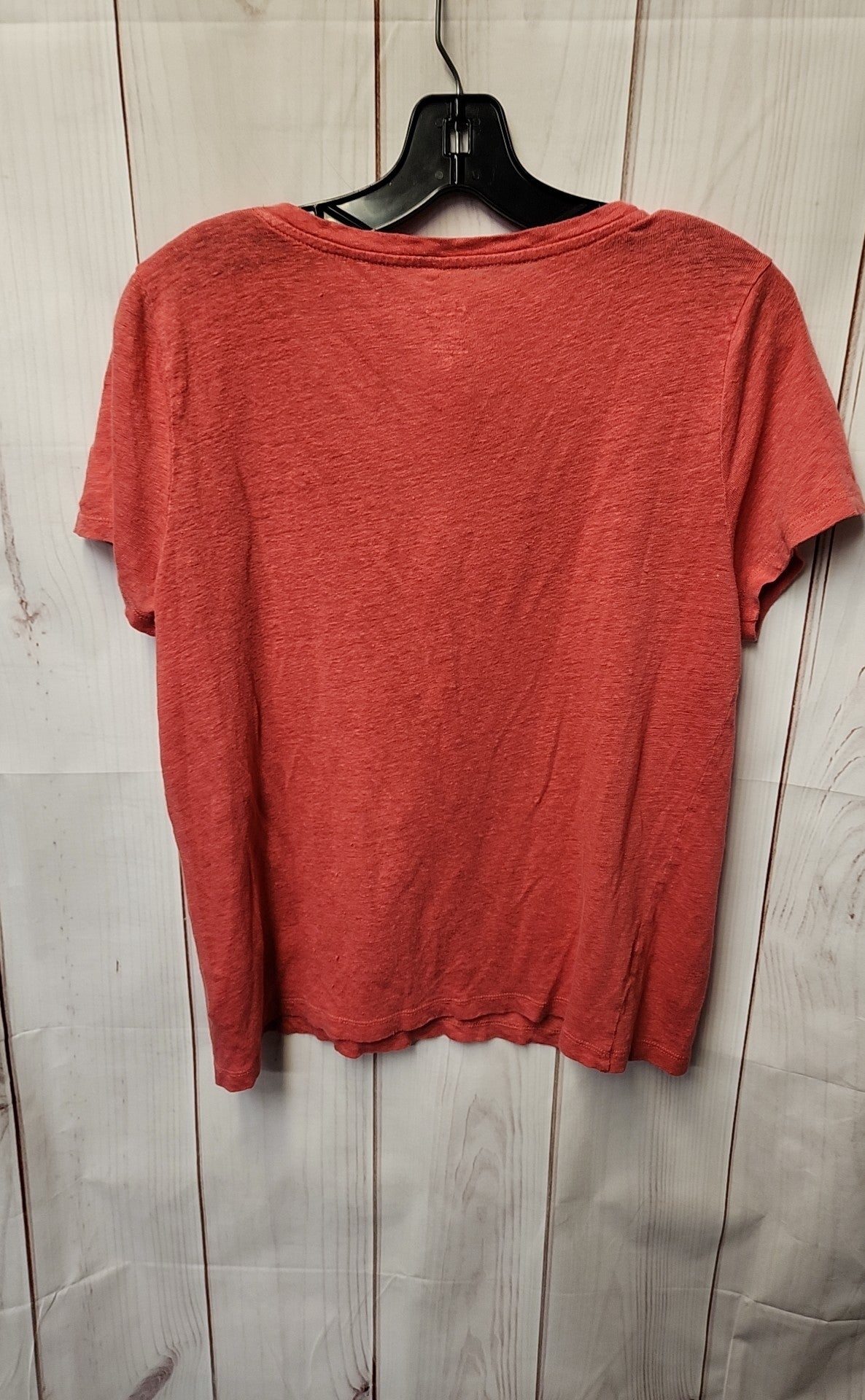 J Crew Women's Size M Red Linen Short Sleeve Top