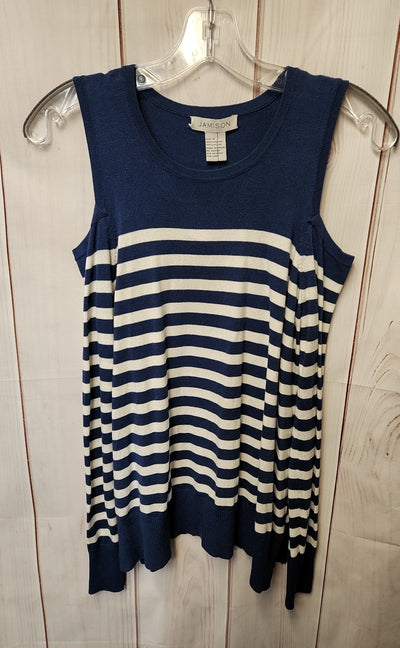 Jamison Women's Size S Blue & White Cold Shoulder Top