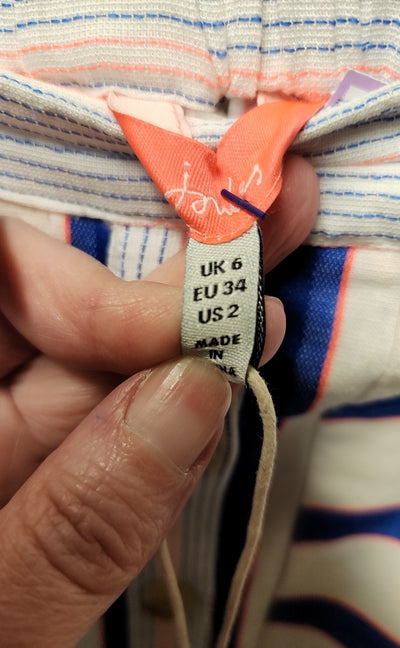 Joules Women's Size 2 White & Blue Stripe Skirt