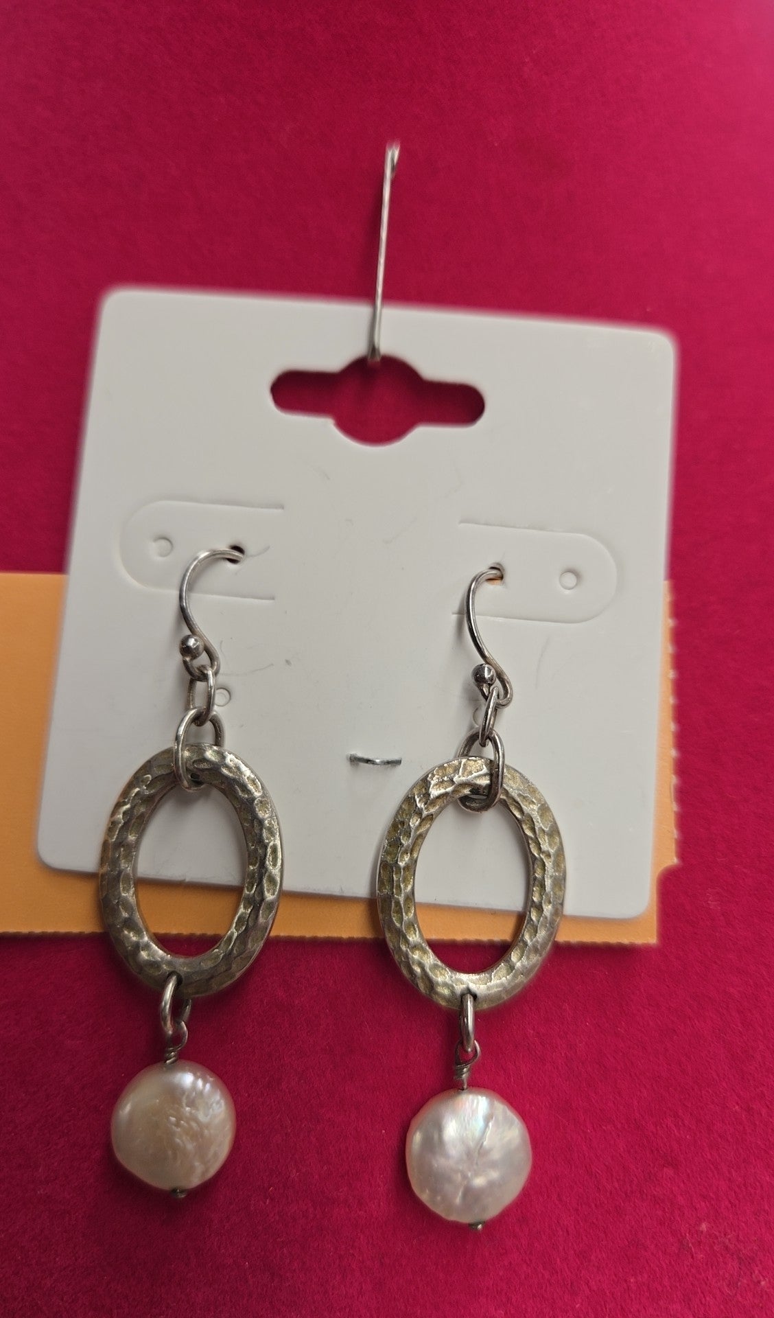 .925 Sterling Silver Drop Pearl Earrings