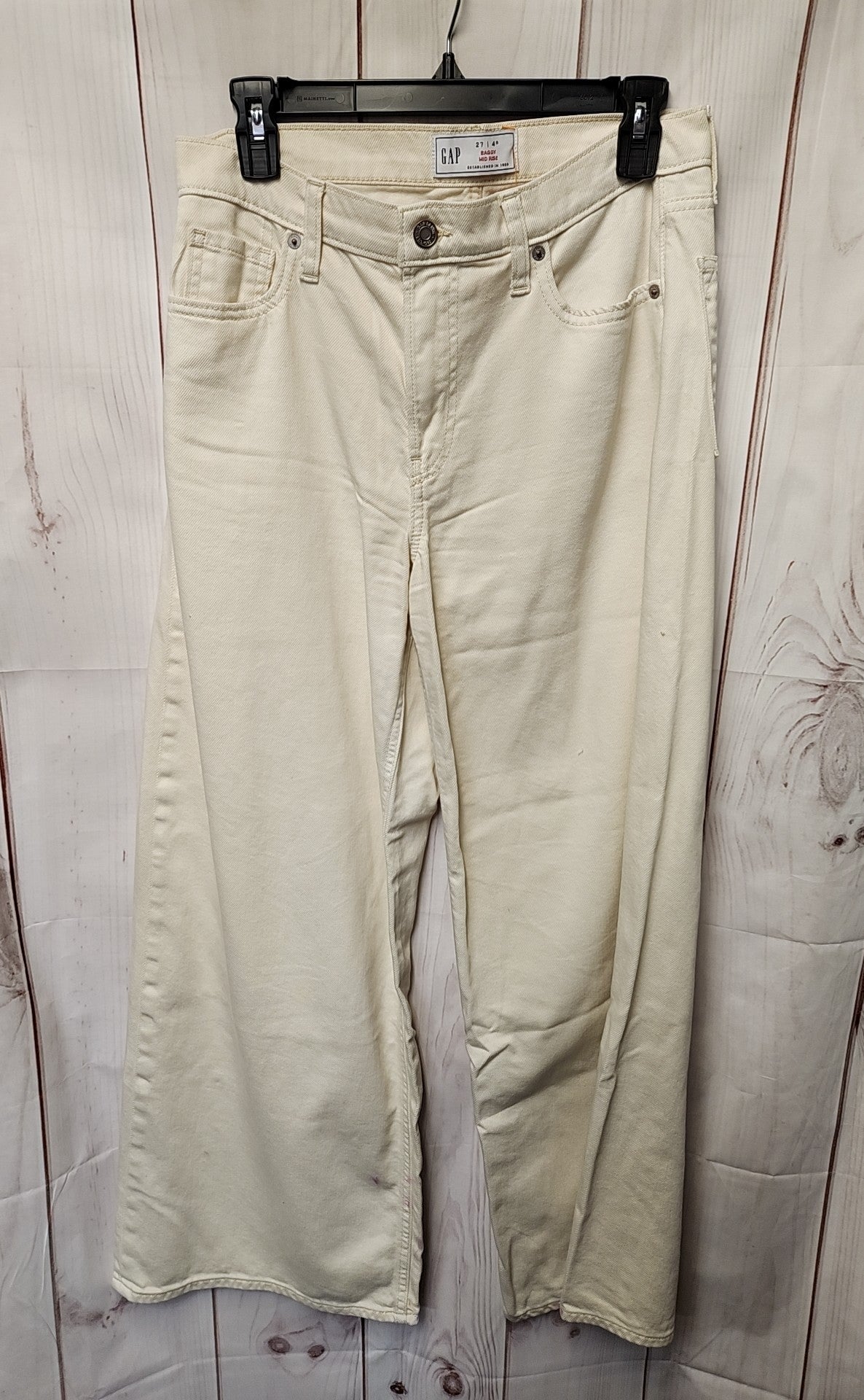 Gap Women's Size 27 (3-4) Cream Jeans Baggy Mid Rise