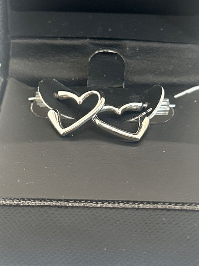 10K Silver White Gold 1.55g Earrings Heart Stamped 417