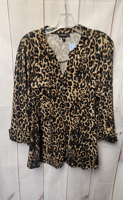 Cocomo Women's Size XL Brown Animal Print Long Sleeve Top