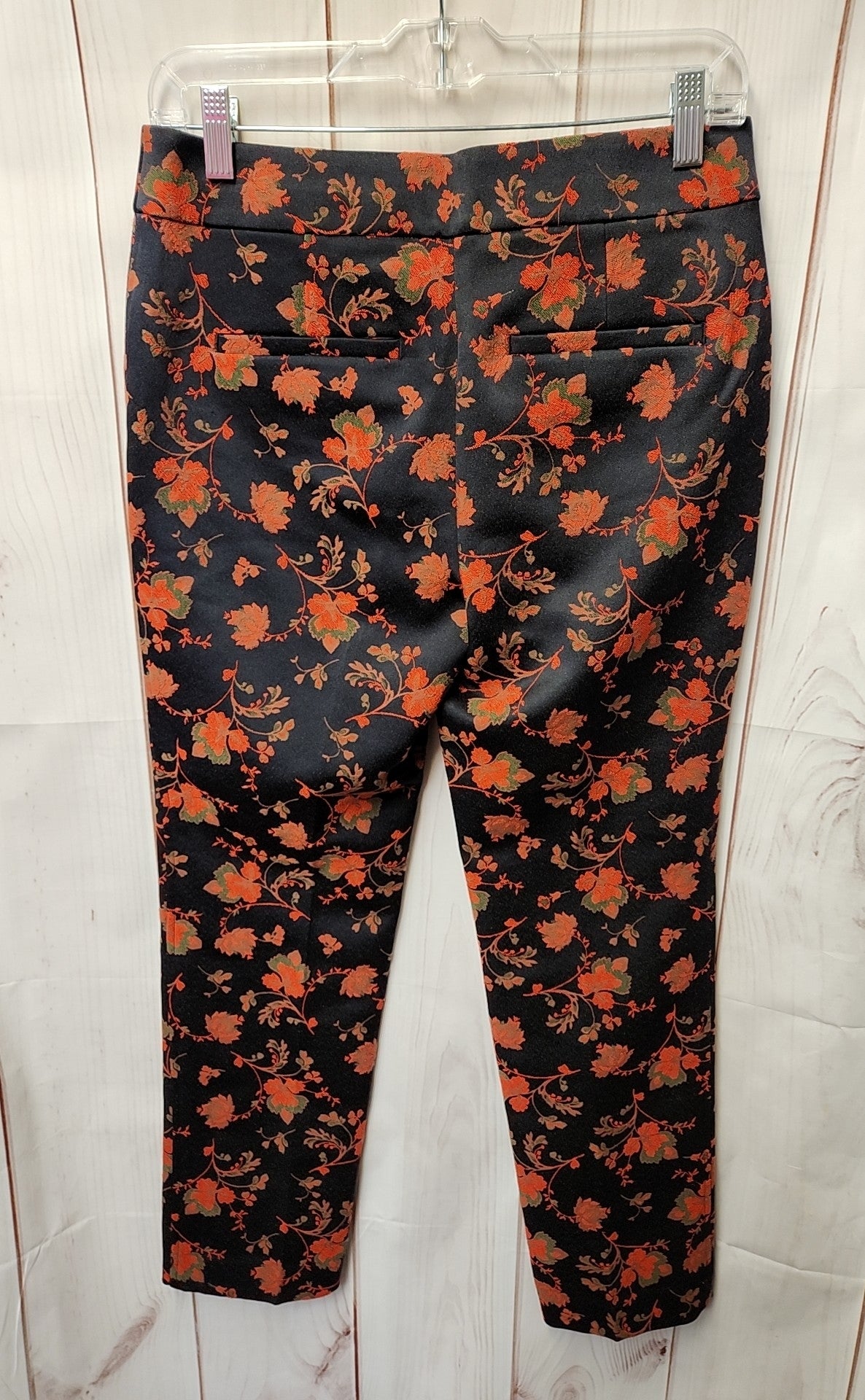 Loft Women's Size 0 Black & Red Floral Pants Marisa