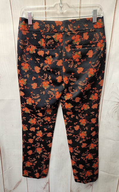 Loft Women's Size 0 Black & Red Floral Pants Marisa