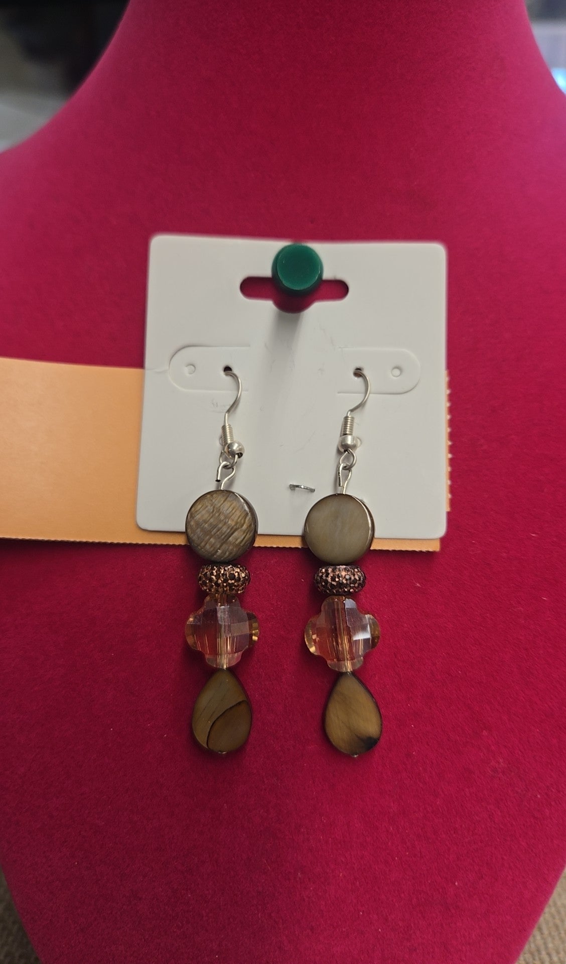 Tan Beaded Earrings
