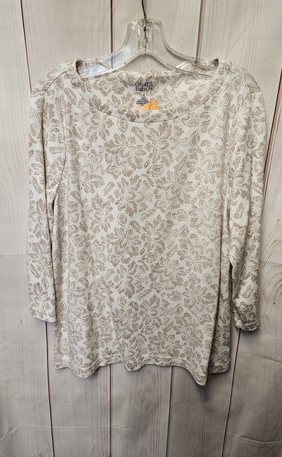 Croft & Barrow Women's Size XL Beige Floral 3/4 Sleeve Top