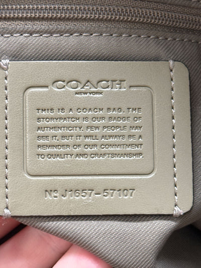 Coach 57107 Gray Leather Turn-lock Shoulder Tote Bag