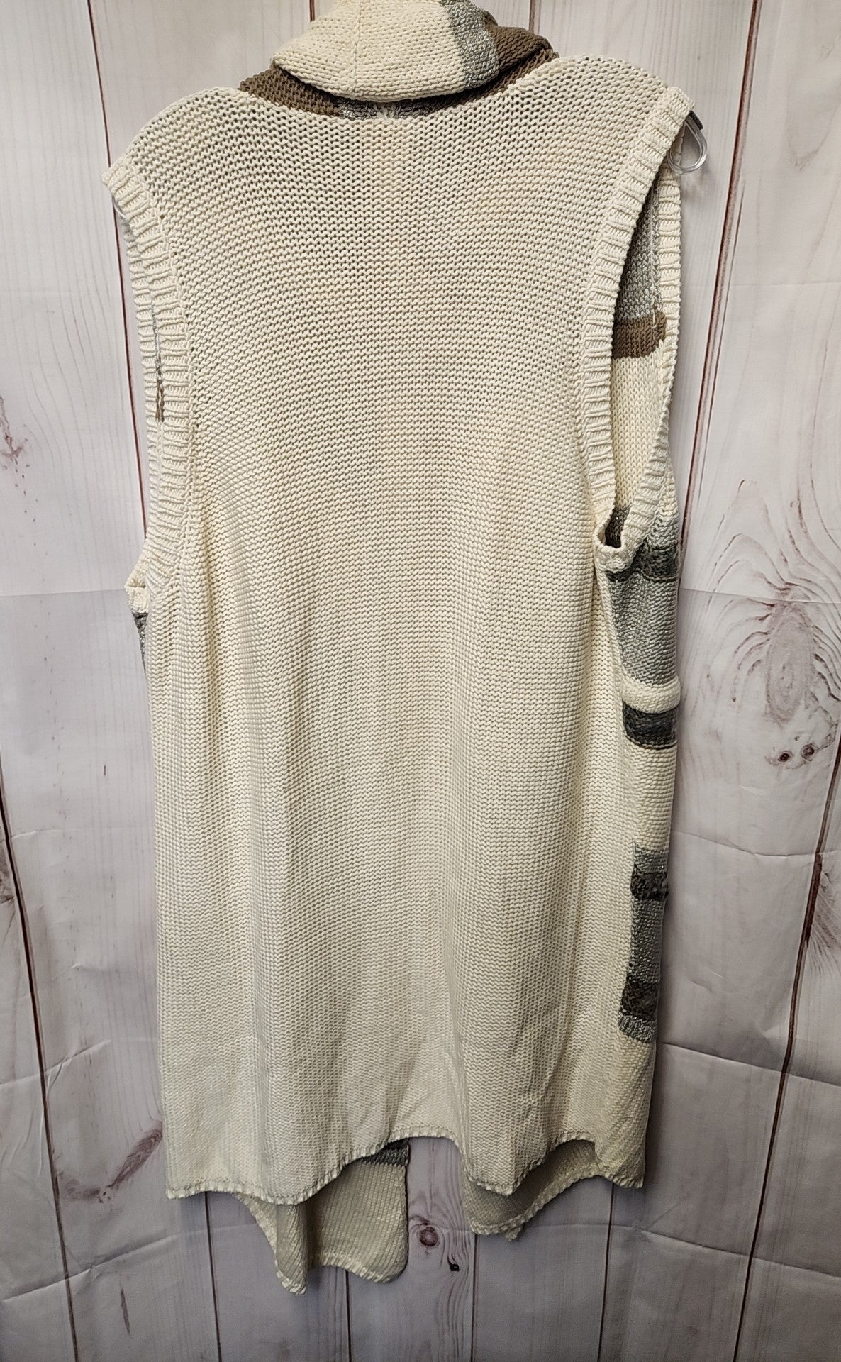 NWT Chico's Women's Size 3 = US XL White & Tan Cardigan