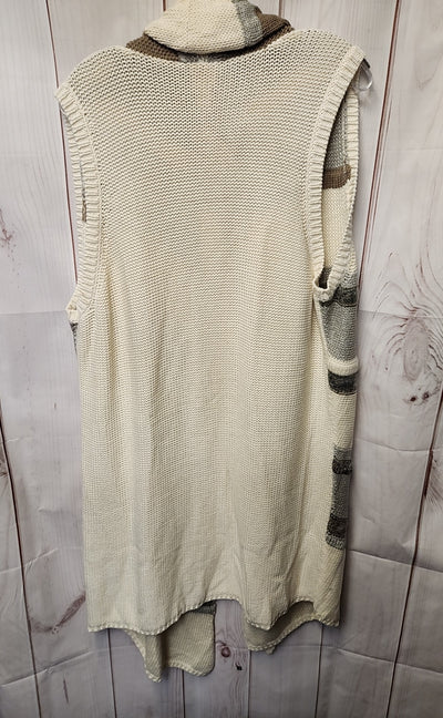 NWT Chico's Women's Size 3 = US XL White & Tan Cardigan