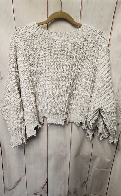 POL Women's Size S White & Purple Sweater