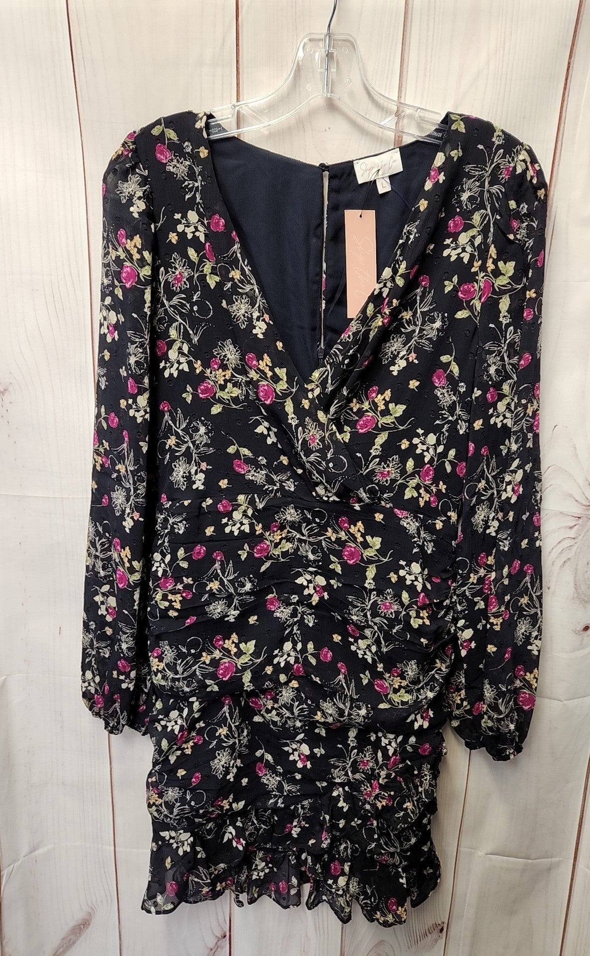 NWT Shop the Cue Women's Size L Black Floral Dress