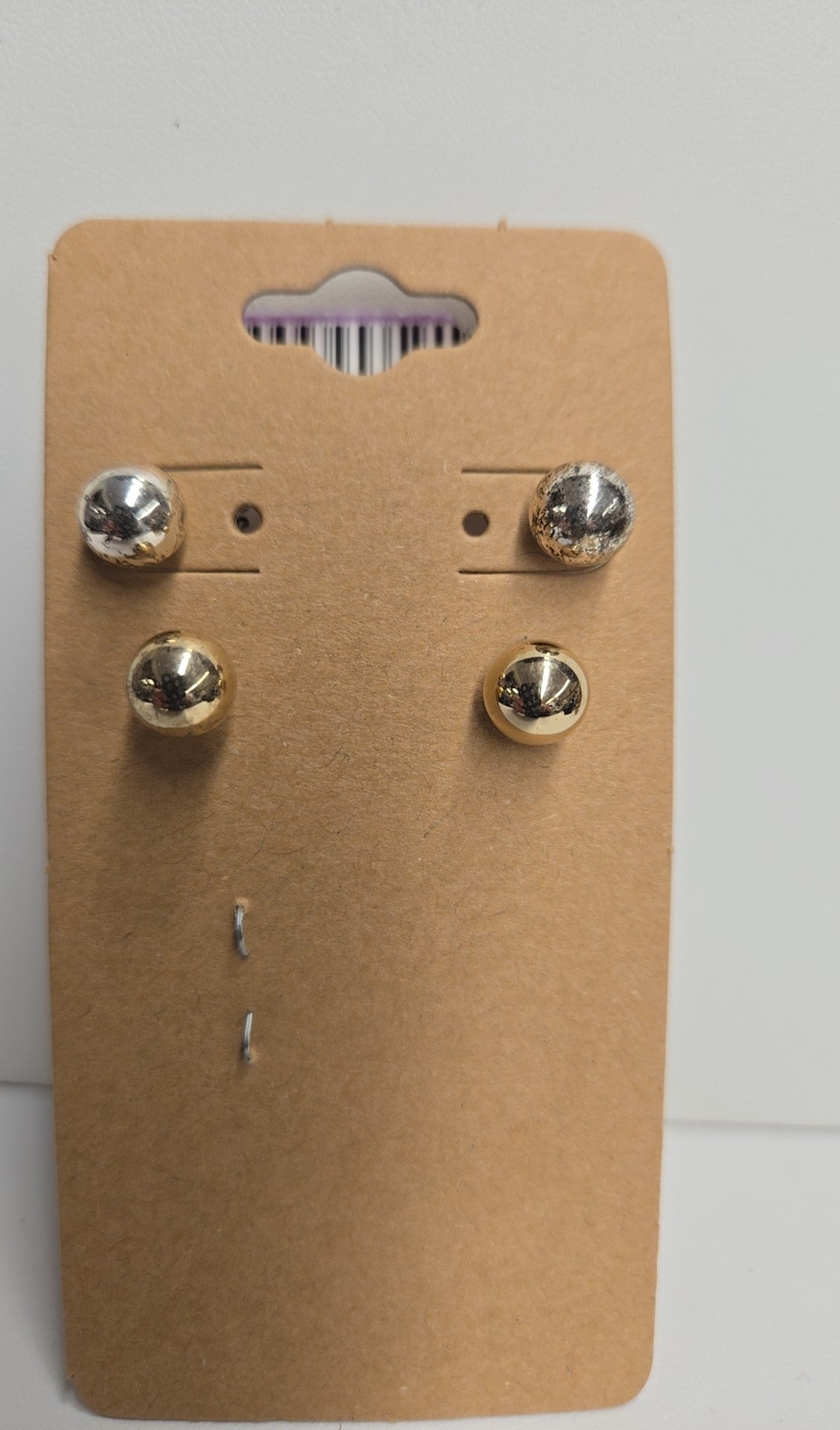 4PCS Silver & Gold Stud Earrings