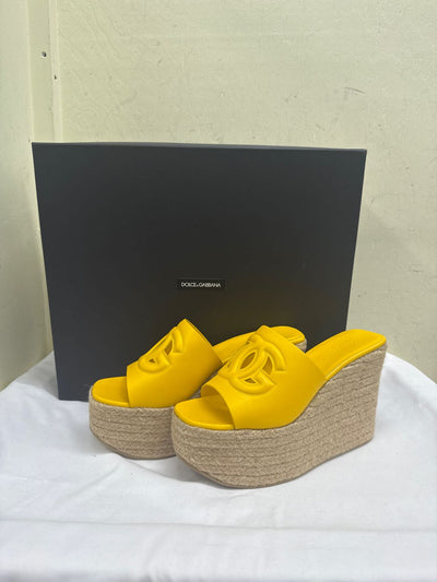 Dolce & Gabbana Women's Size 39 = 8-1/2 Yellow Sandals Shoes