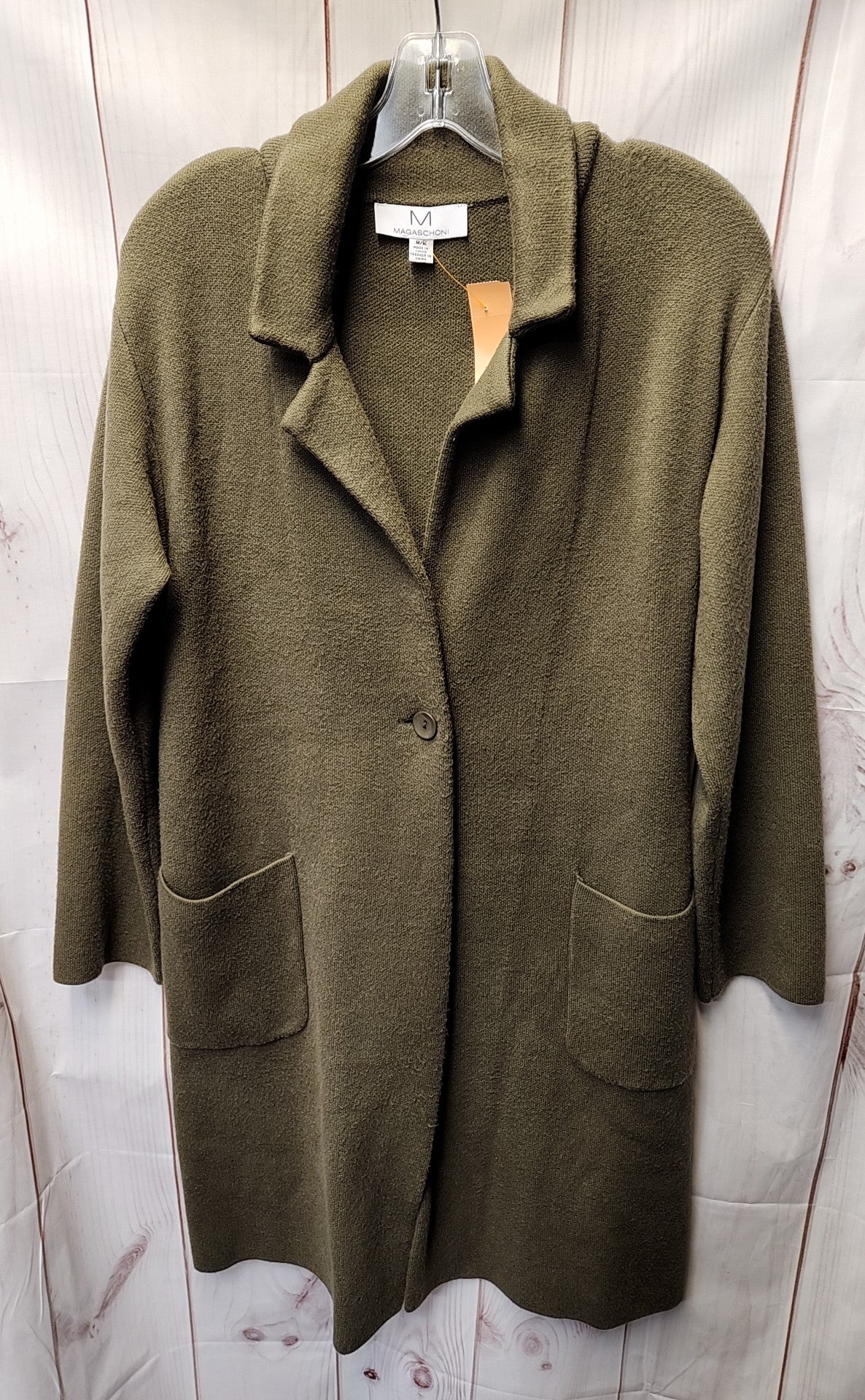 Magaschoni Women's Size M Olive Green Cardigan
