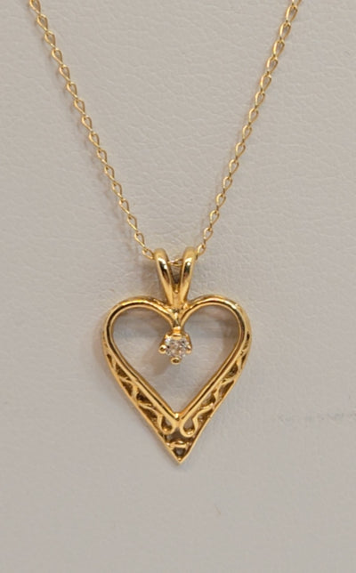 14K Yellow Gold 20" Heart Necklace Costa