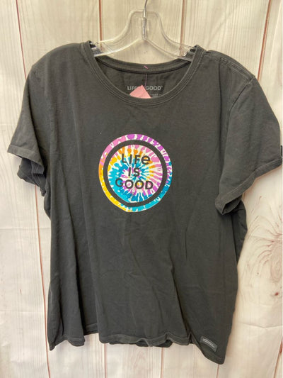 Life Is Good Women's Size XL Black Short Sleeve Top