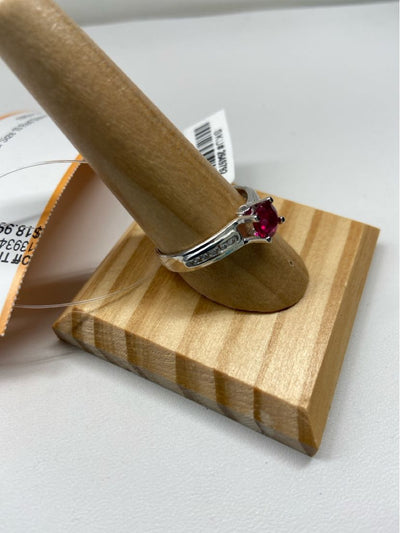 .925 Sterling Silver Size 10 Red Stone Ring
