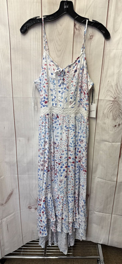NWT Japna Women's Size M White & Blue Floral Dress