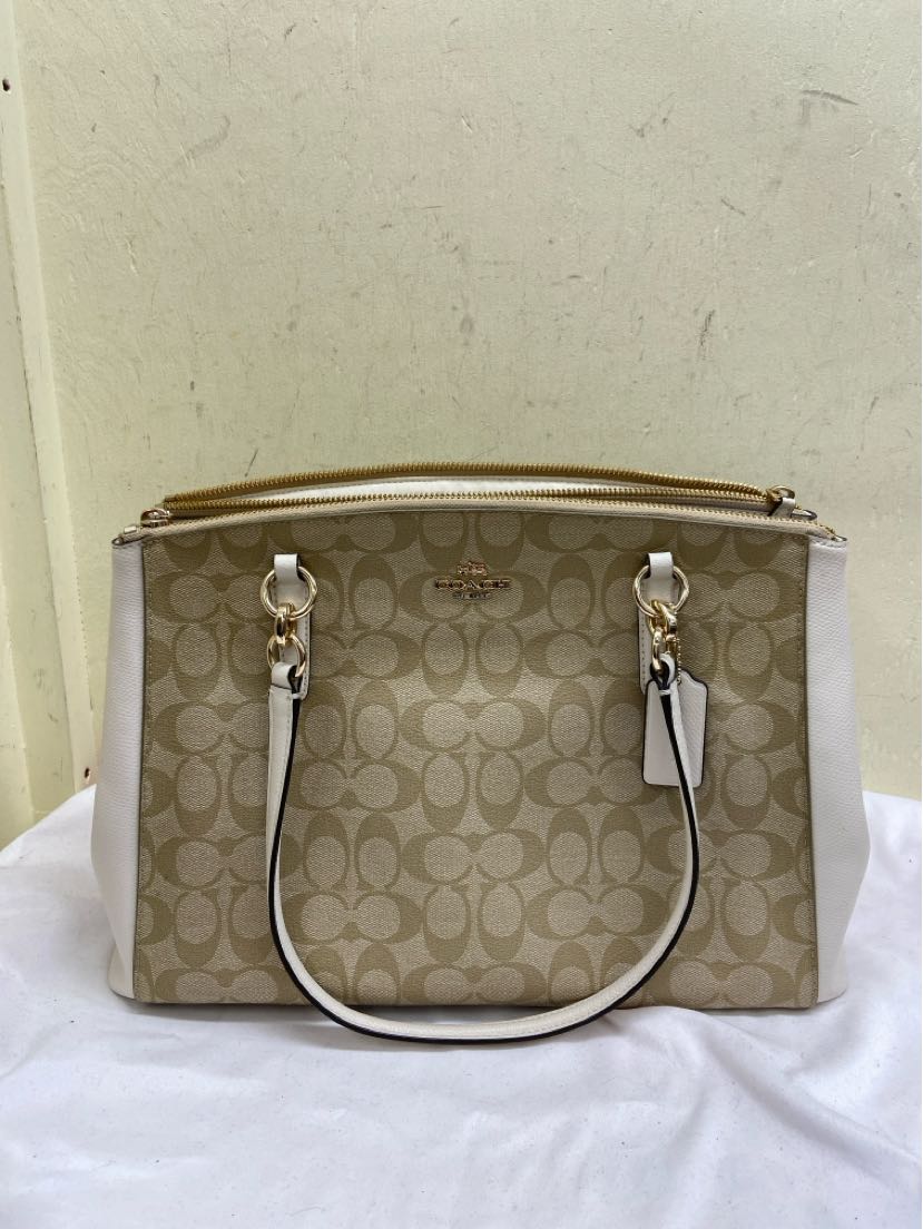 Coach 36721 Christie Carryall Signature Large Tan Leather Tote Bag