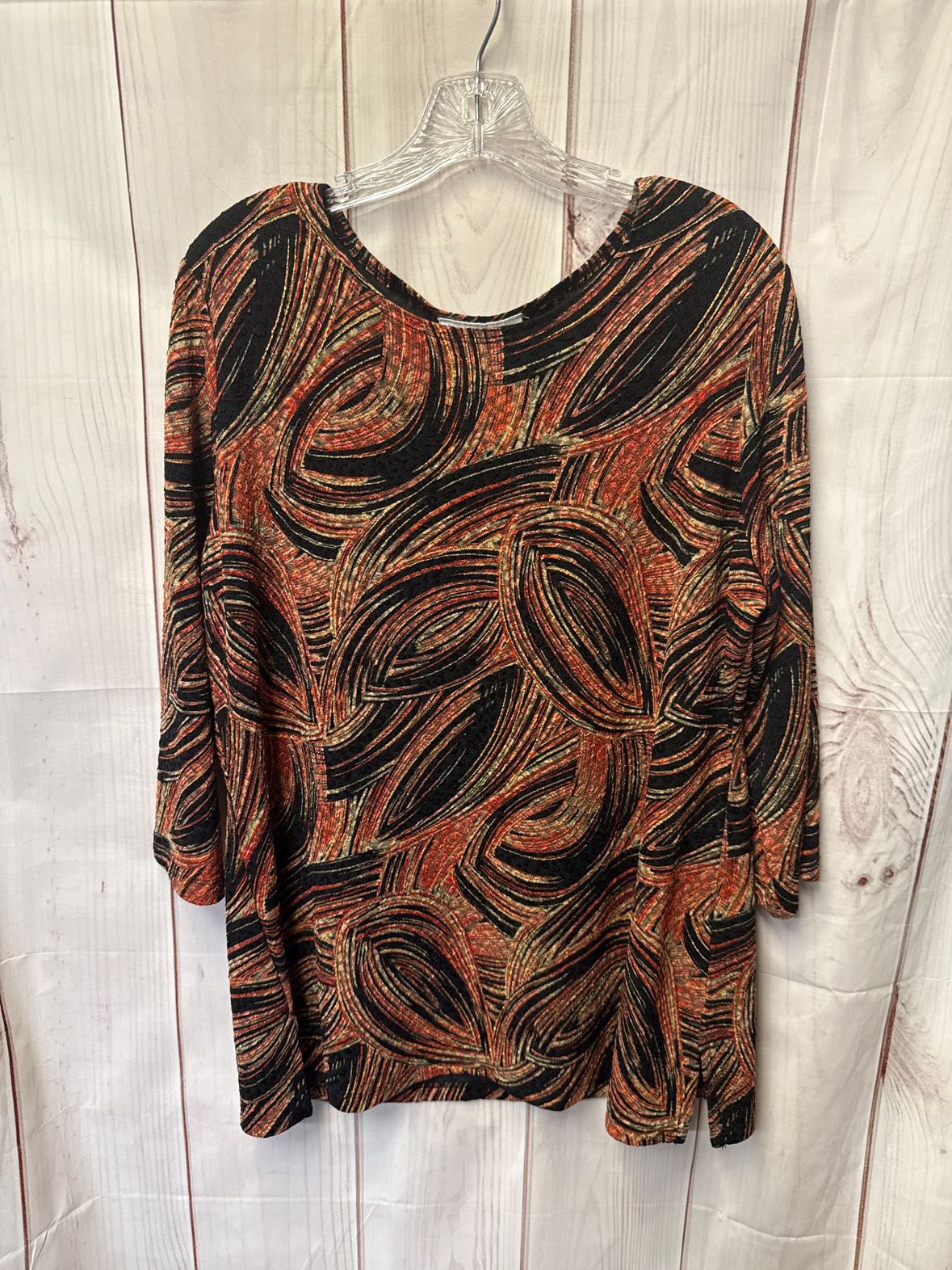 JM Collection Women's Size 1X Red & Black 3/4 Sleeve Top