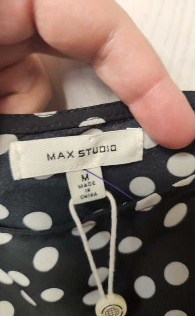 NWT Max Studio Women's Size M Black Cold Shoulder Top