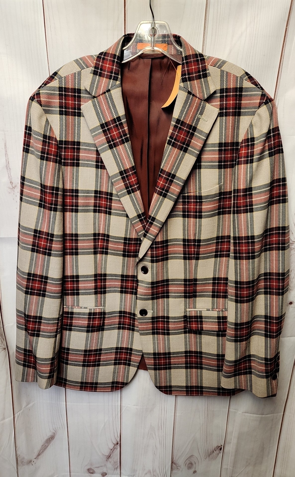 Tallia Men's Size 44 Beige & Red Sport Coat