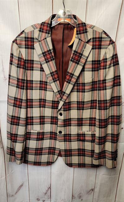 Tallia Men's Size 44 Beige & Red Sport Coat