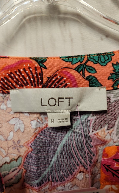 Loft Women's Size M Orange Floral Dress