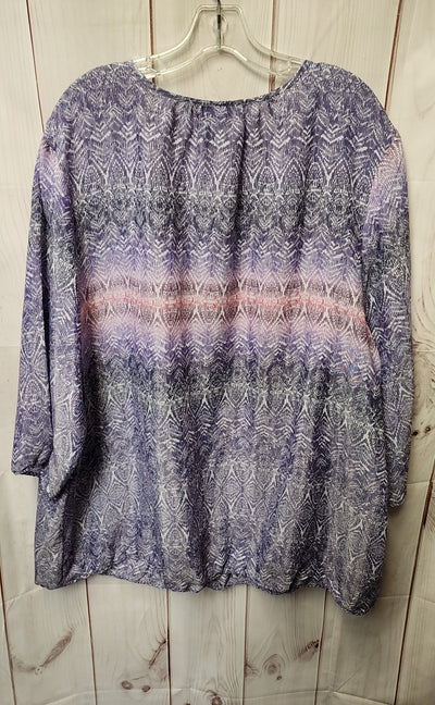Catherines Women's Size 2X Purple 3/4 Sleeve Top