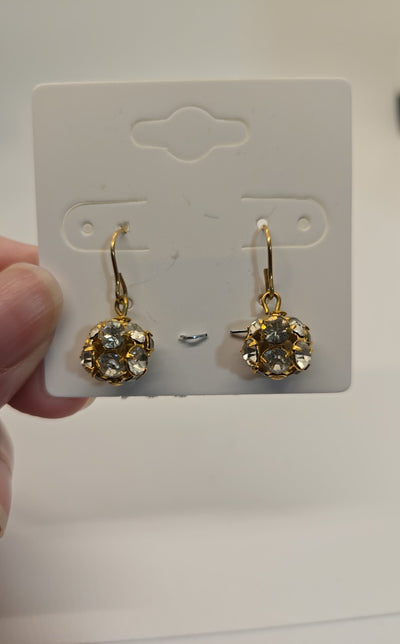 Gold Crystal 14K GF Ball Earrings