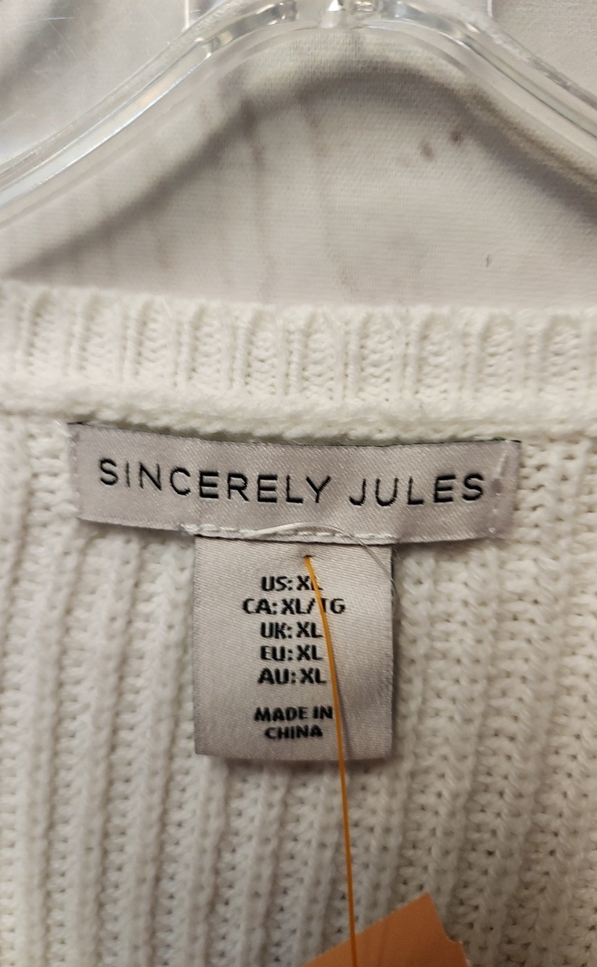 SincerelyJules Women's Size XL White Knit Short Sleeve Top