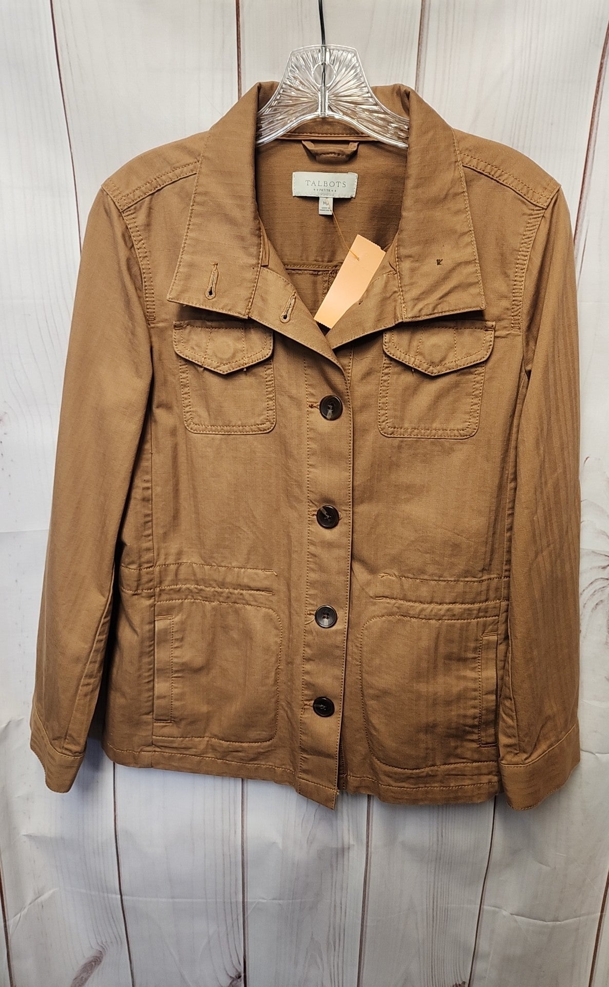 Talbots Women's Size M Petite Tan Long Sleeve Top