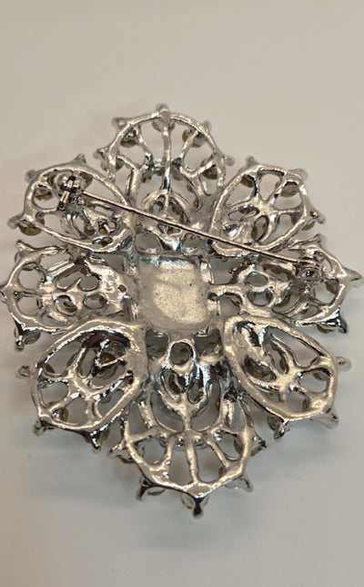 Silver Rhinestone Brooch Pin