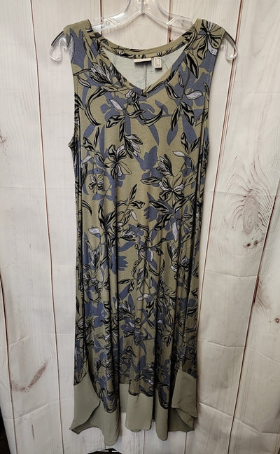 Logo Women's Size M Olive Green Floral Dress