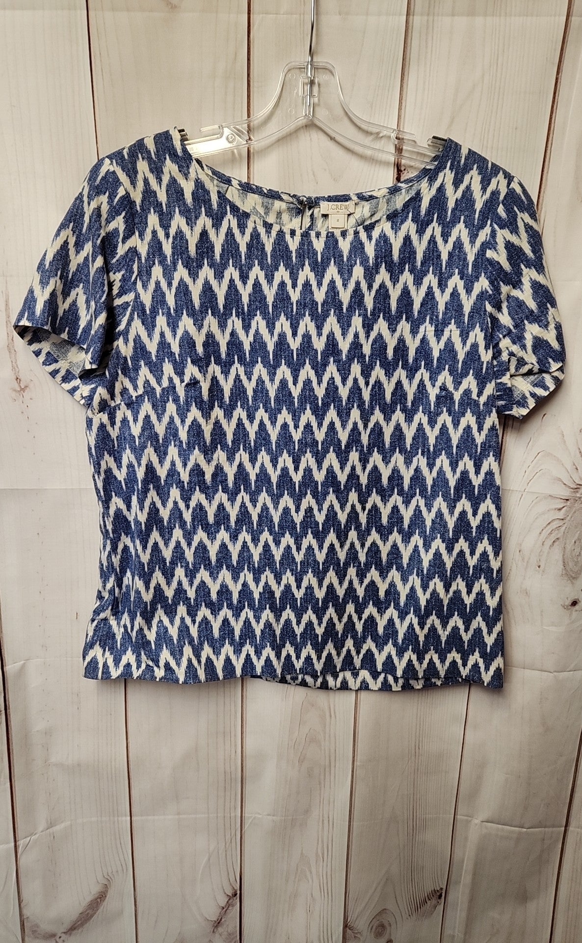 J Crew Women's Size M Blue Linen Blend Short Sleeve Top