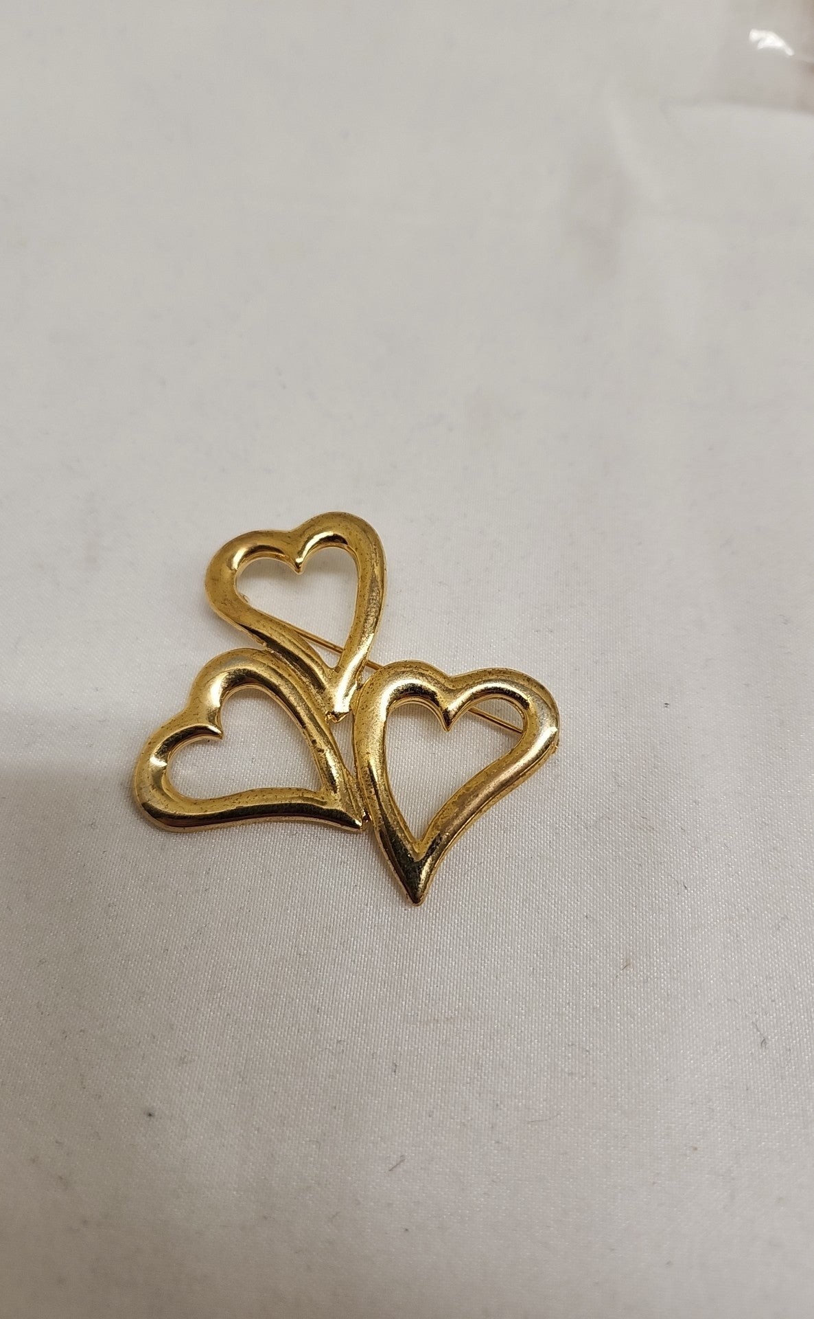 Gold Hearts Brooch Pin
