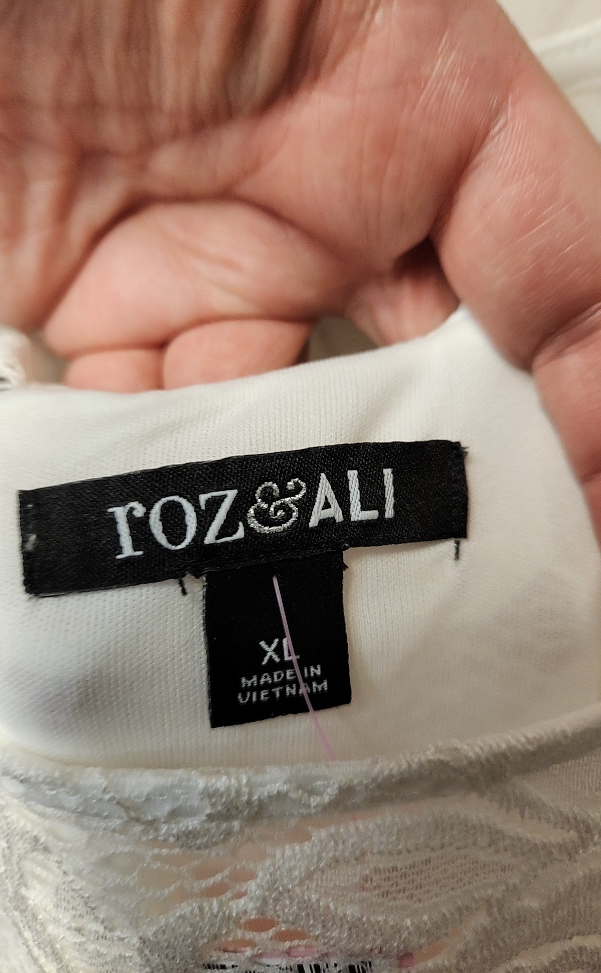 NWT Roz & Ali Women's Size XL White Lace Dress