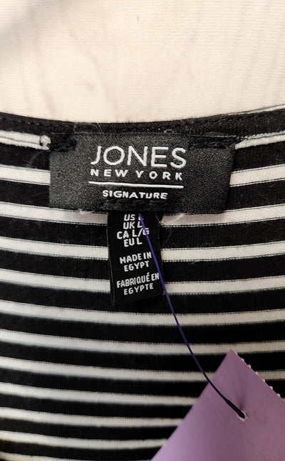 Jones New York Women's Size L Black & White Cold Shoulder Top