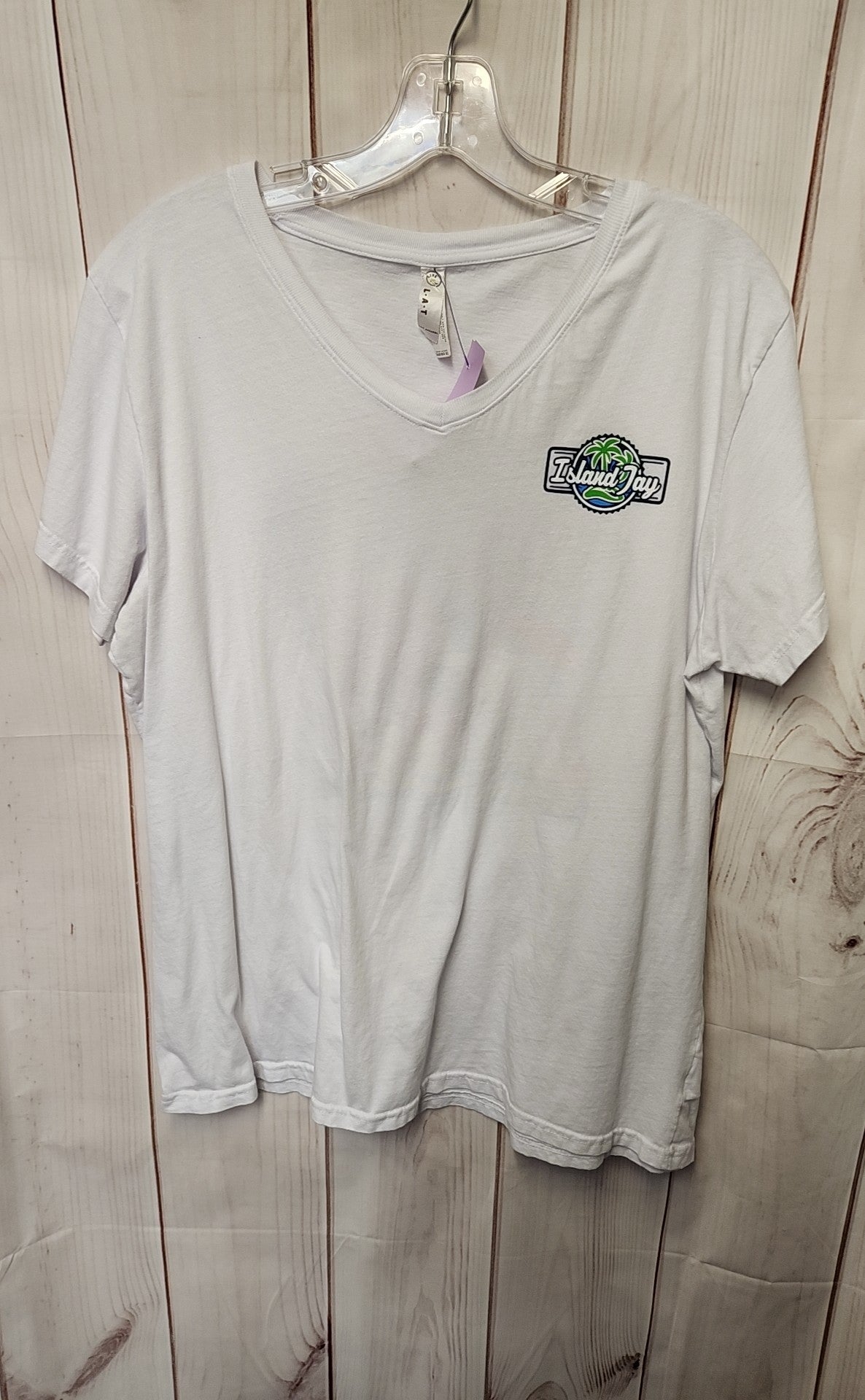 Lat Women's Size XL White Short Sleeve Top