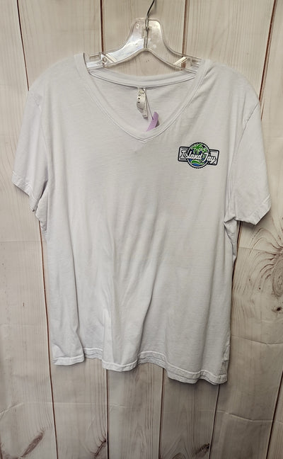 Lat Women's Size XL White Short Sleeve Top